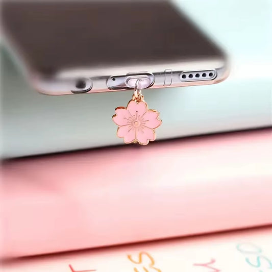 Sakura Design Phone Dust Plug Suitable for Iphone for Samsung Type-C Interface Phone Decoration Hanger Phone Accessories