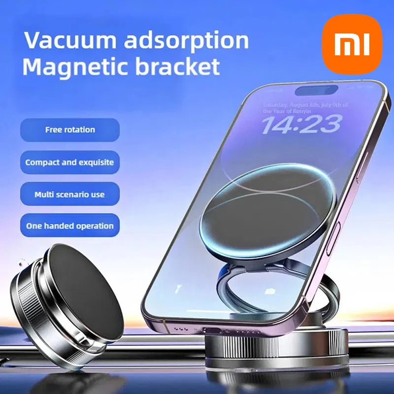 Car Magnetic Vacuum Adsorption Bracket 360 Rotating Double Side Suction Cup Mobile Phone Holder for Iphone Live Streaming