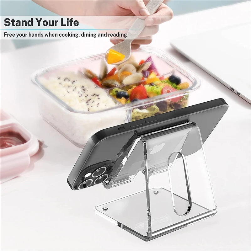 Transparent Acrylic Mobile Phone Accessories Portable Mini Desktop Stand Counter Table Cell Phone Holder for Iphone 15 Samsung