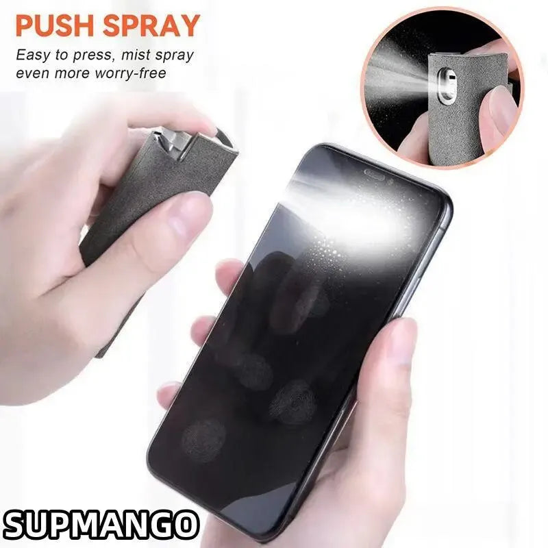 2-in-1 Microfiber Screen Cleaner Spray Bottle Set for Mobile Devices, Tablets, and Laptops with Microfiber Cloth Wipes for Glasses and Screens