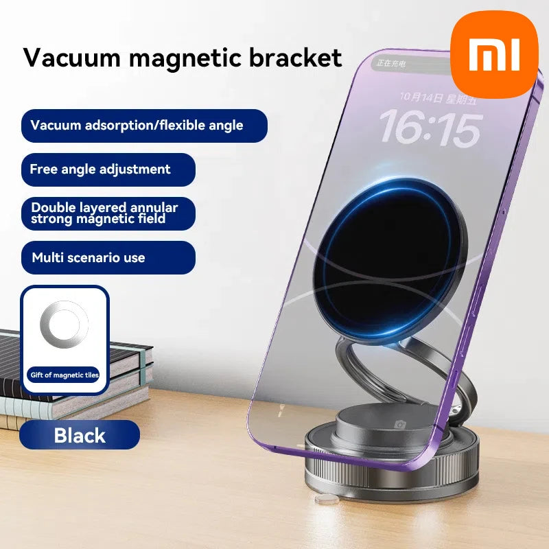 Car Magnetic Vacuum Adsorption Bracket 360 Rotating Double Side Suction Cup Mobile Phone Holder for Iphone Live Streaming