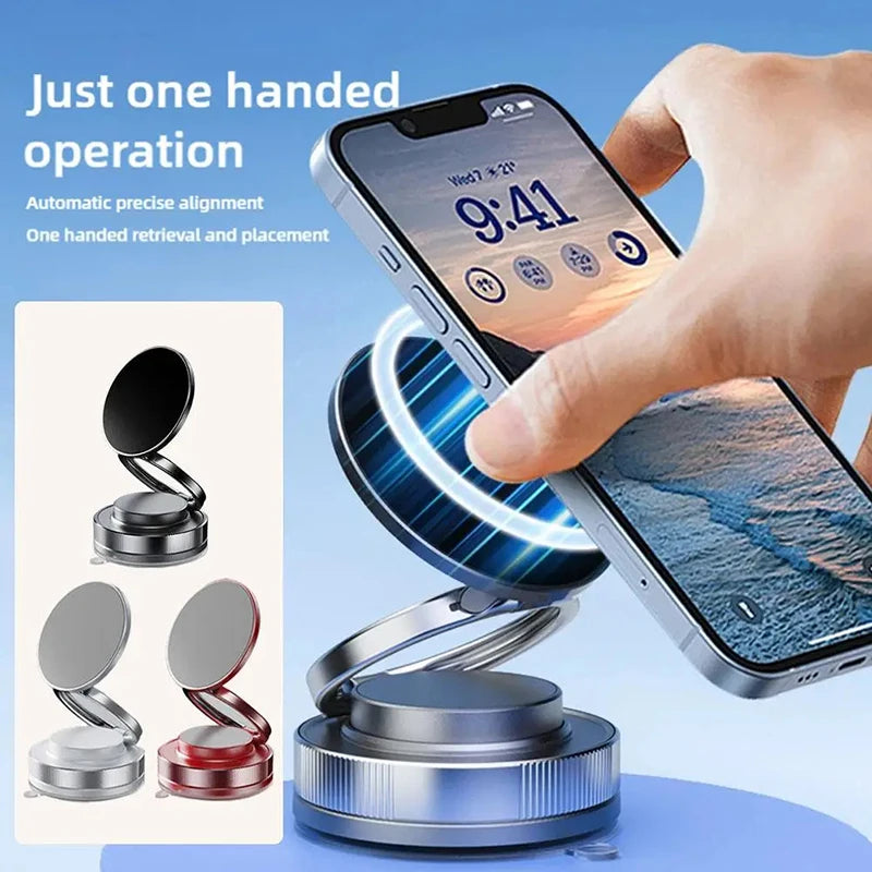 Car Magnetic Vacuum Adsorption Bracket 360 Rotating Double Side Suction Cup Mobile Phone Holder for Iphone Live Streaming