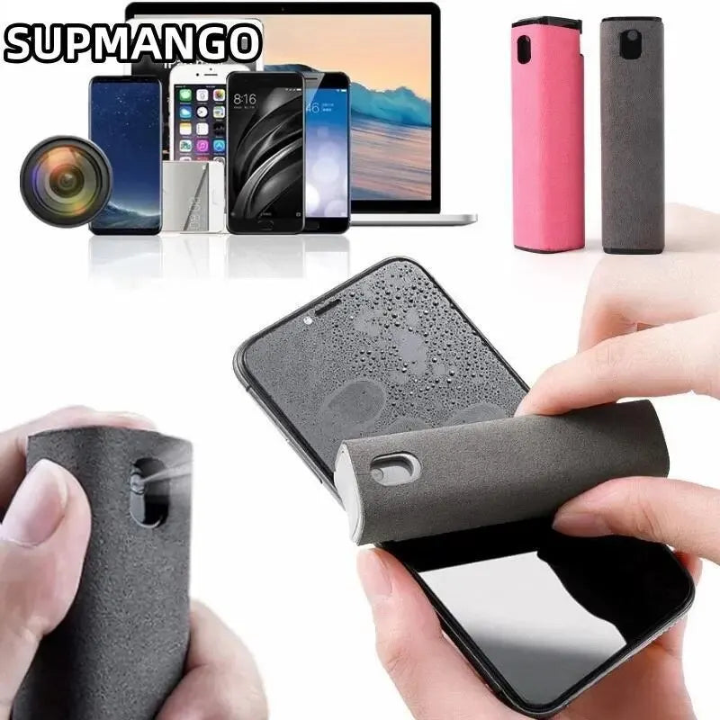 2-in-1 Microfiber Screen Cleaner Spray Bottle Set for Mobile Devices, Tablets, and Laptops with Microfiber Cloth Wipes for Glasses and Screens