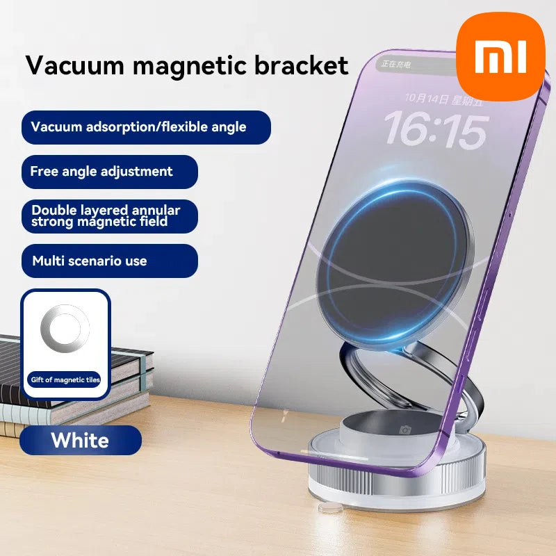 Car Magnetic Vacuum Adsorption Bracket 360 Rotating Double Side Suction Cup Mobile Phone Holder for Iphone Live Streaming