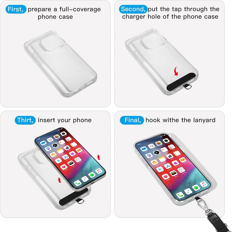 Universal Mobile Phone Lanyard Straps Gasket Anti-Lost Nylon Detachable Phone Hanging Cord Patch Replacement Sling Tether Pad