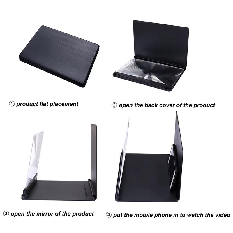 Screen Magnifier Amplifier Folding Mobile Phone Screen Magnifier Wood Grain Design Movie Video Phone Amplifier for Dormitory
